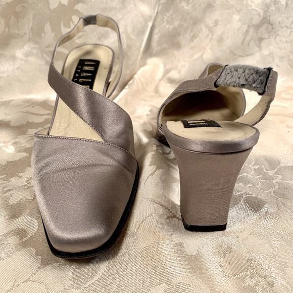 Amalfi Silver Satin Heels - Picture 3 of 3